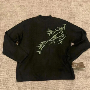 Black Blood Leaf Mock Turtleneck